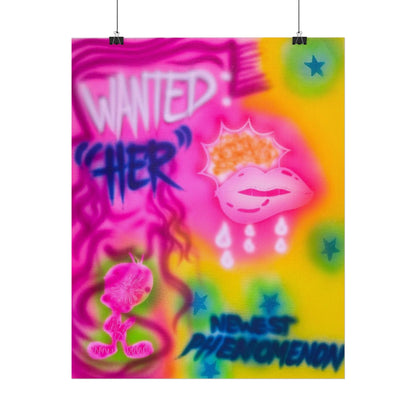"wanted" airbrush rolled print
