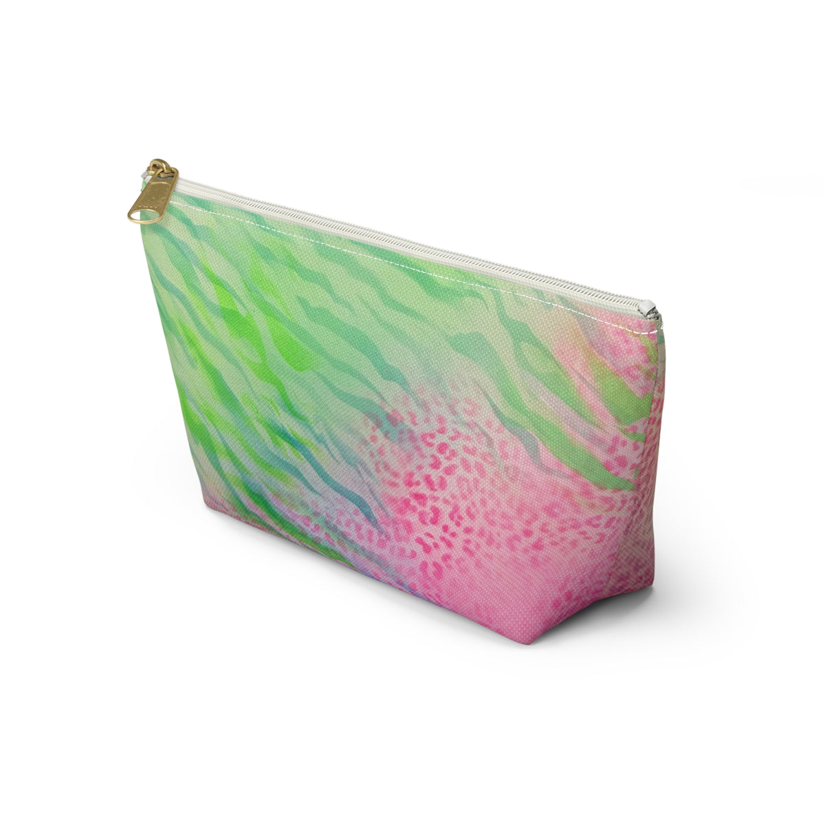 "teal cheetah" airbrush makeup pouch