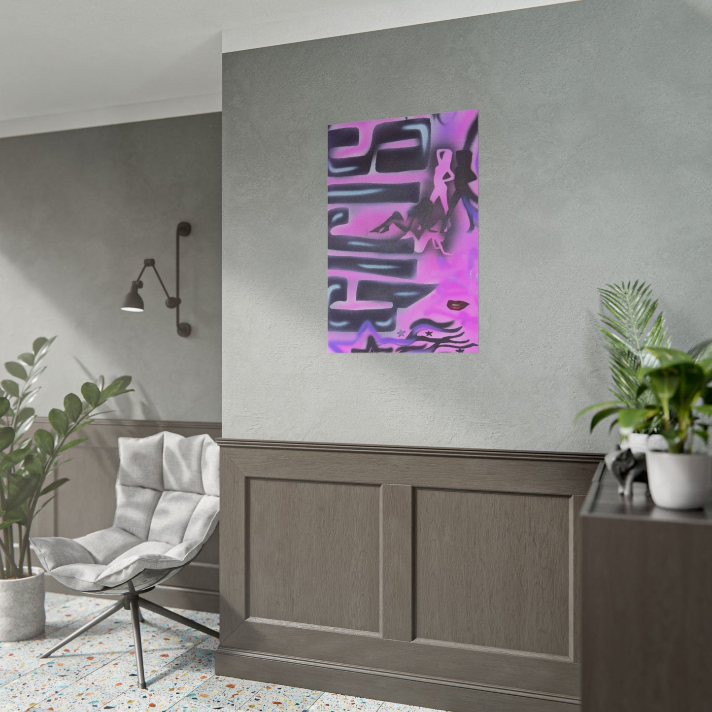 "neon nights" airbrush rolled print