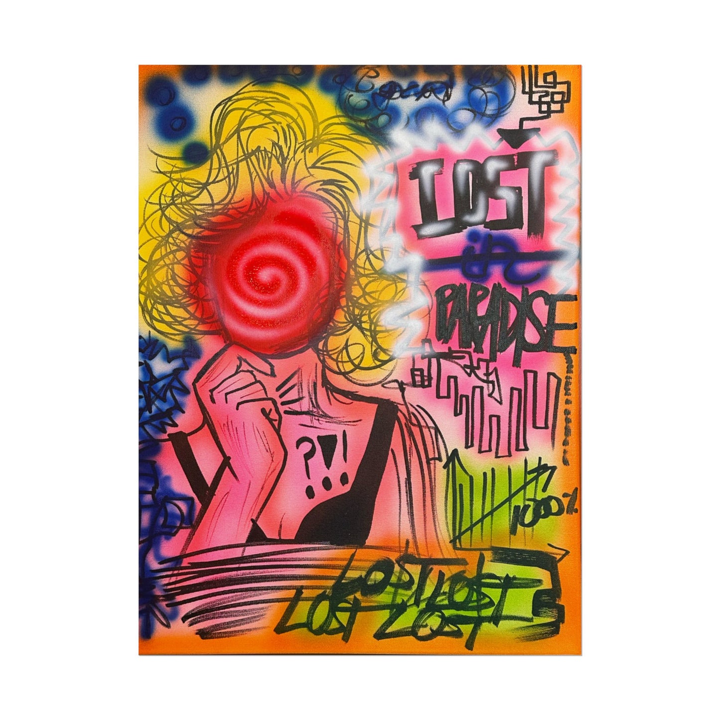"lost in paradise" airbrush rolled print