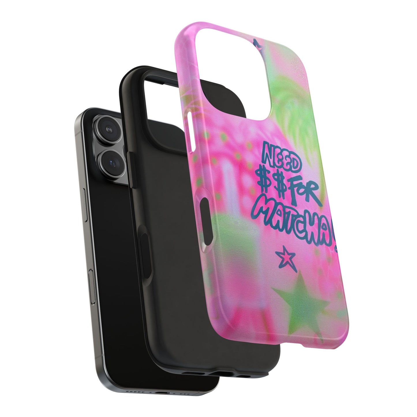 "need $$ for matcha" airbrush iPhone case