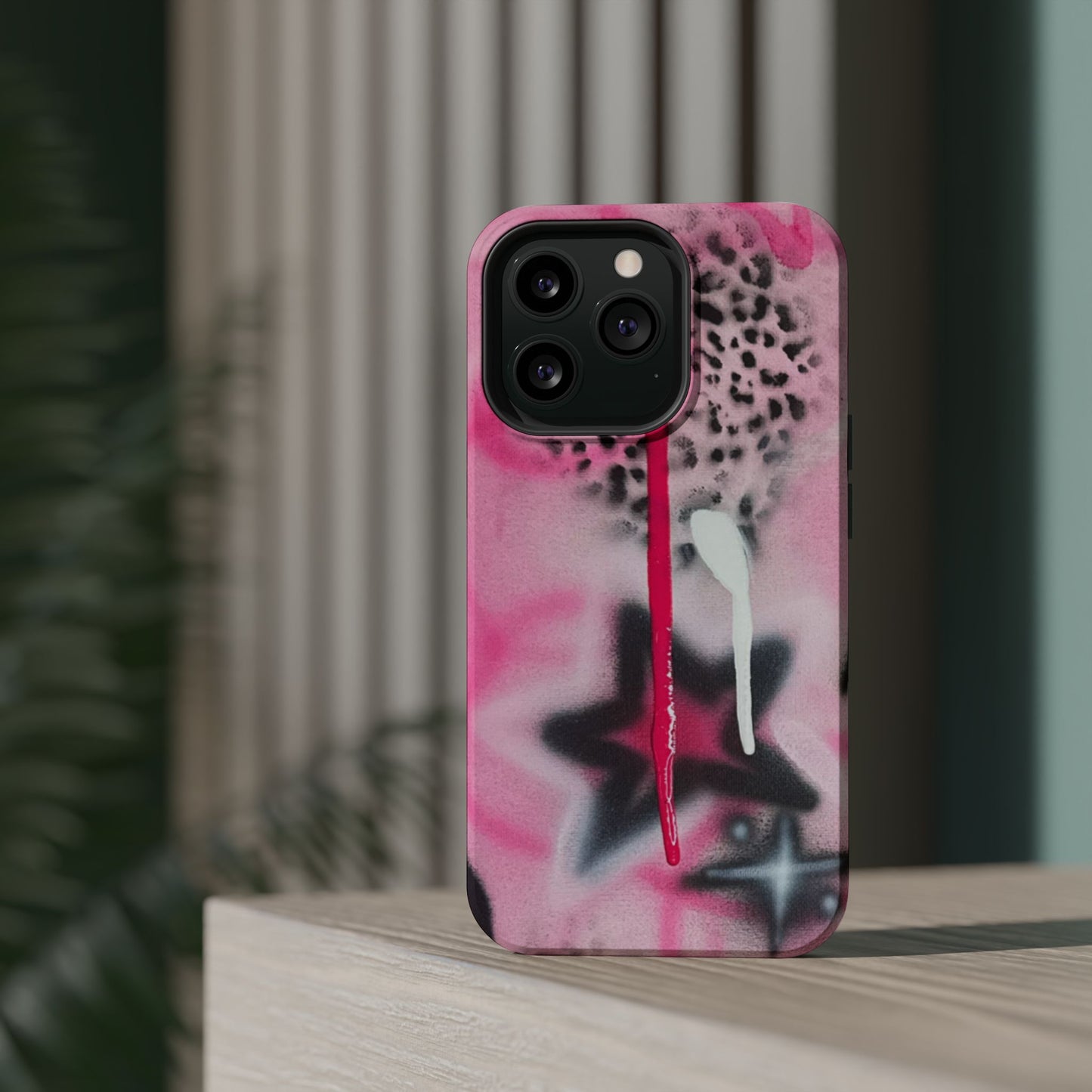 MagSafe "pink cheetah" airbrush iPhone case