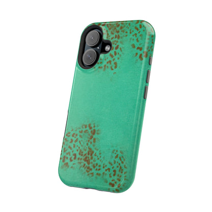 MagSafe "teal cheetah" airbrush iPhone case