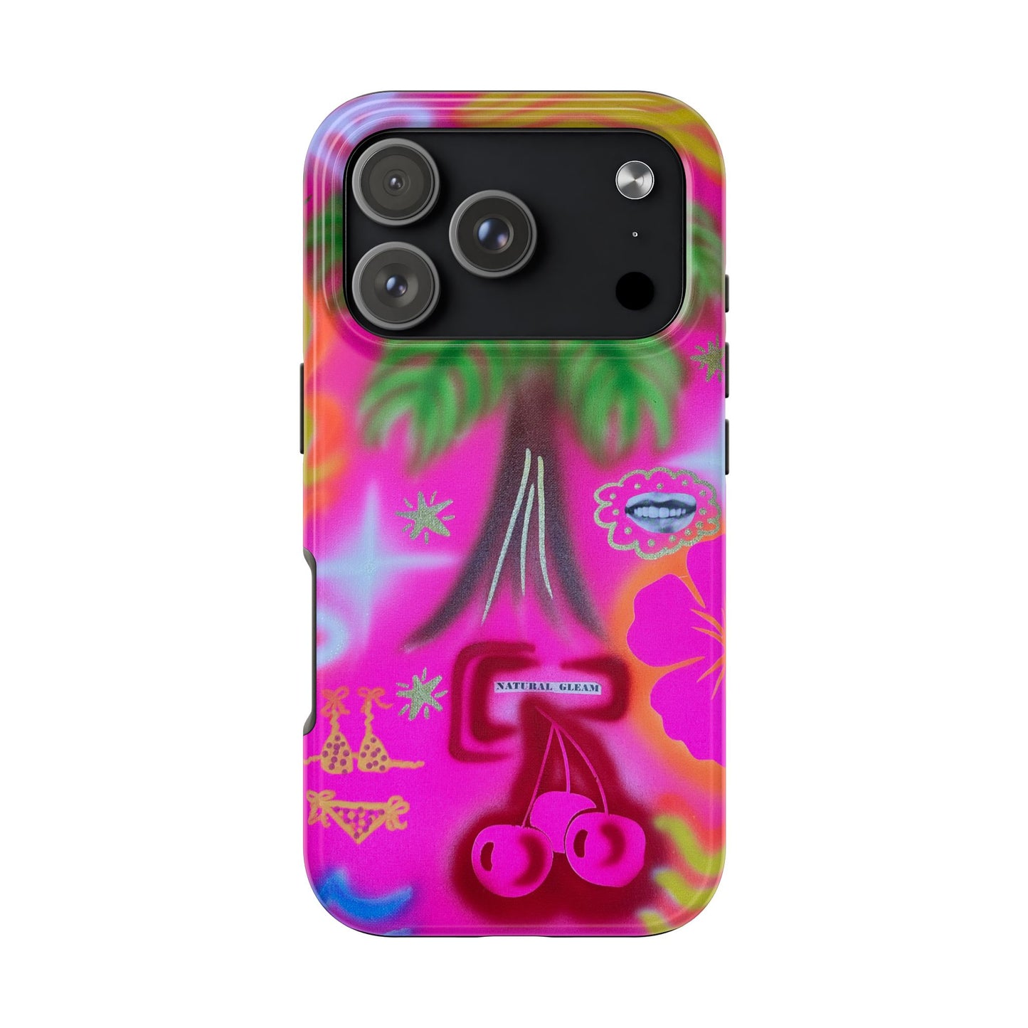 "neon pink palms" airbrush iPhone case