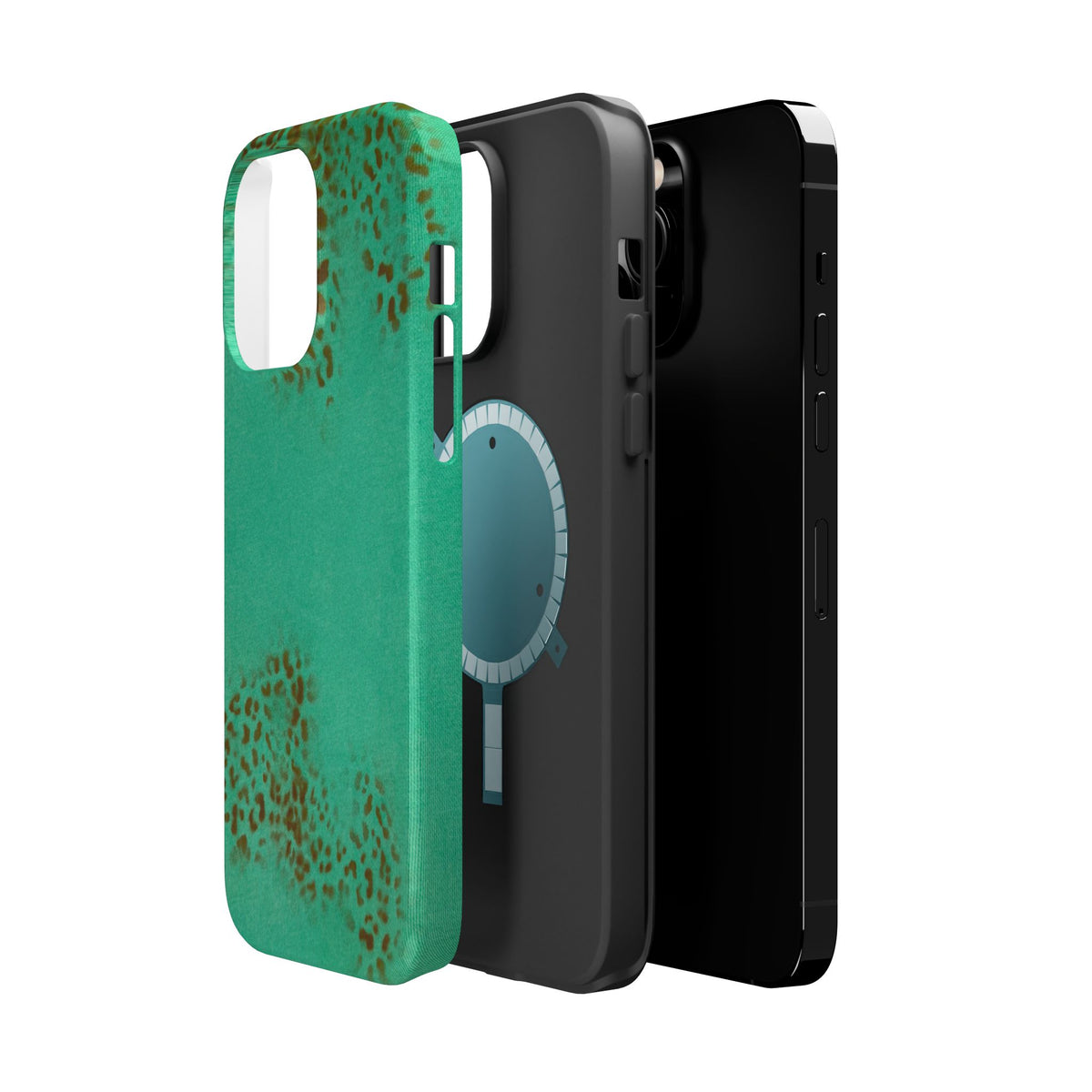 MagSafe "teal cheetah" airbrush iPhone case