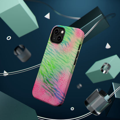 MagSafe "teal cheetah" airbrush iPhone case