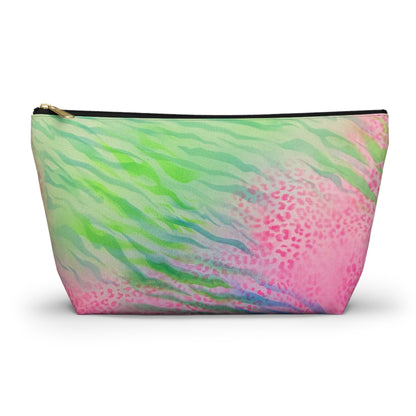 "teal cheetah" airbrush makeup pouch