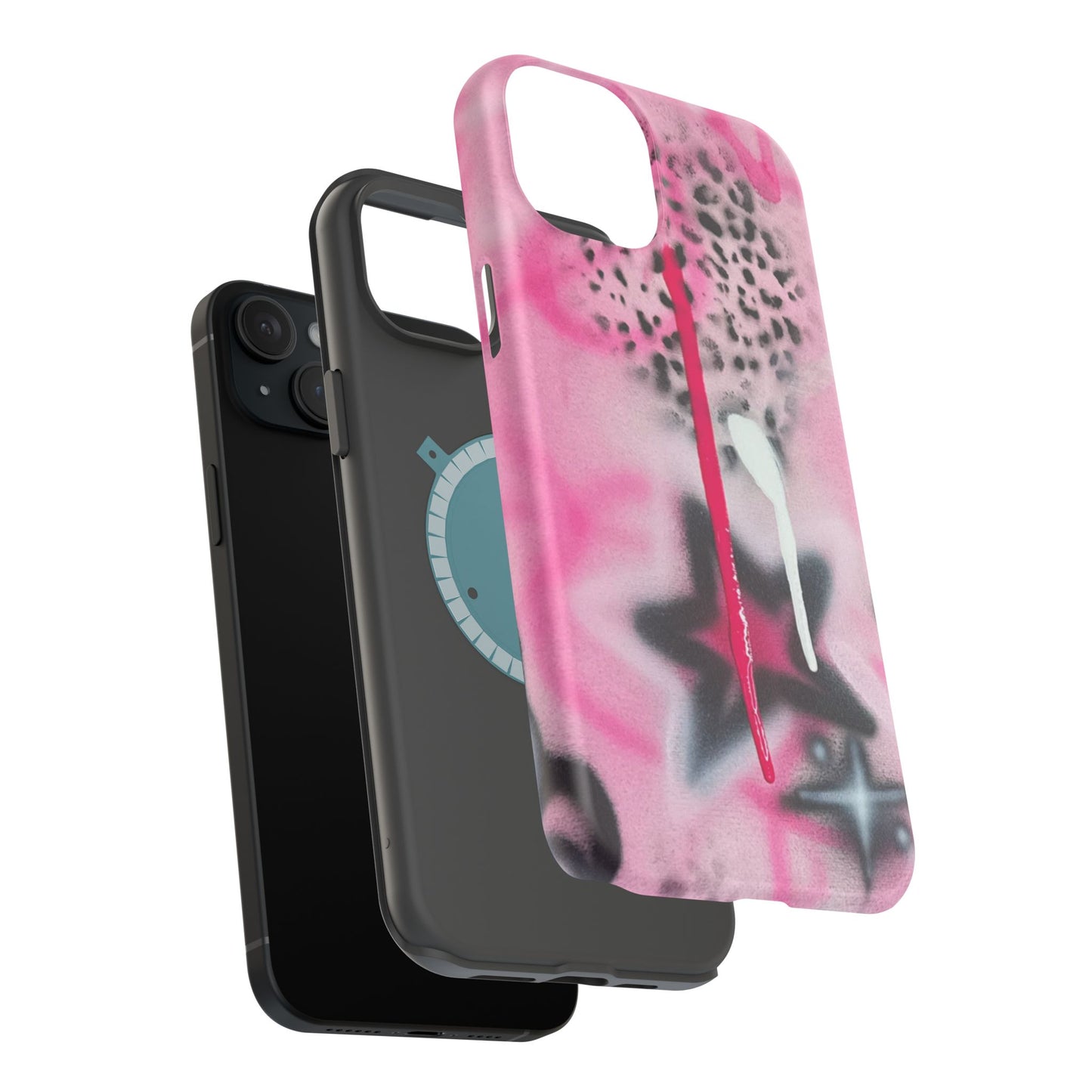 MagSafe "pink cheetah" airbrush iPhone case
