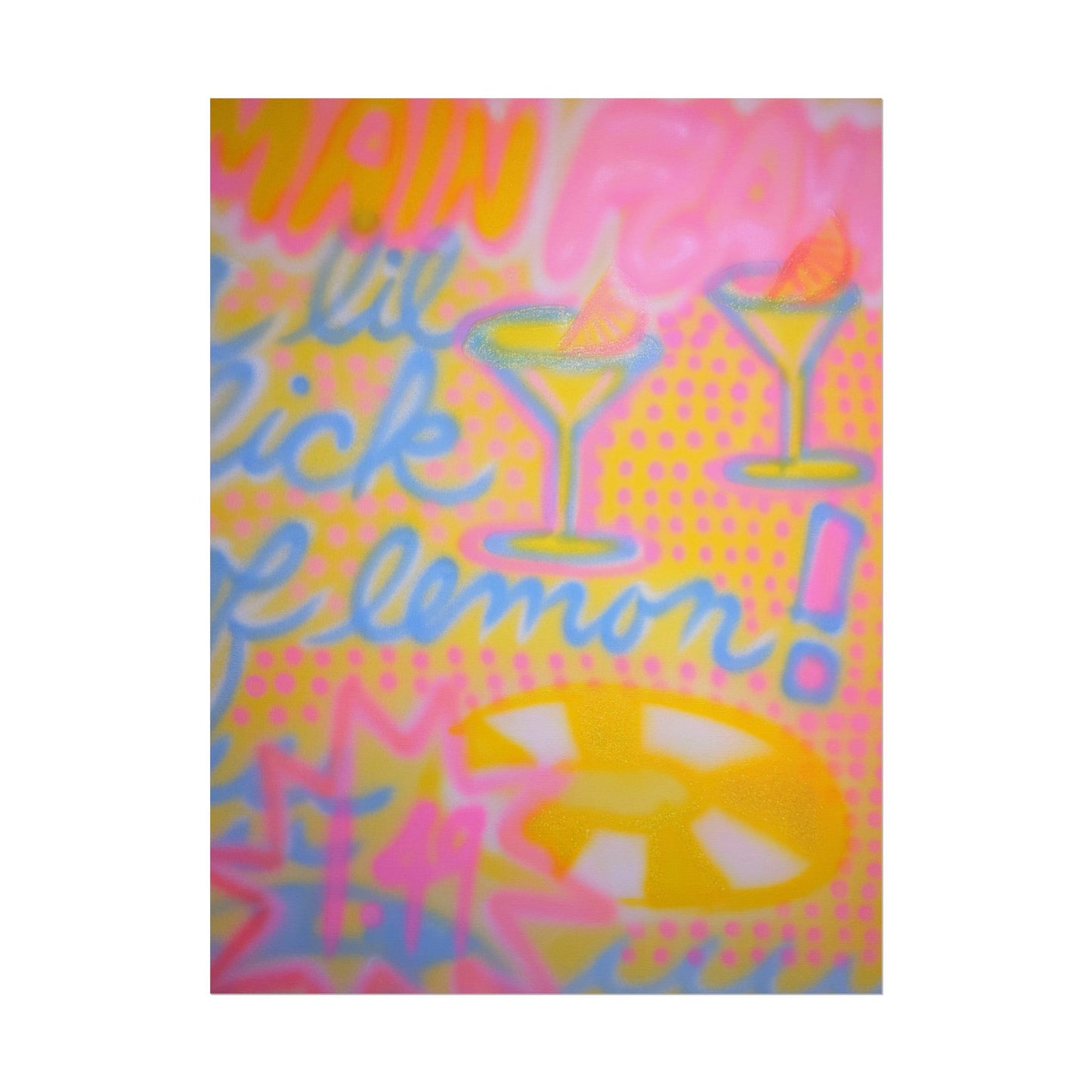"lemontini" airbrush rolled print