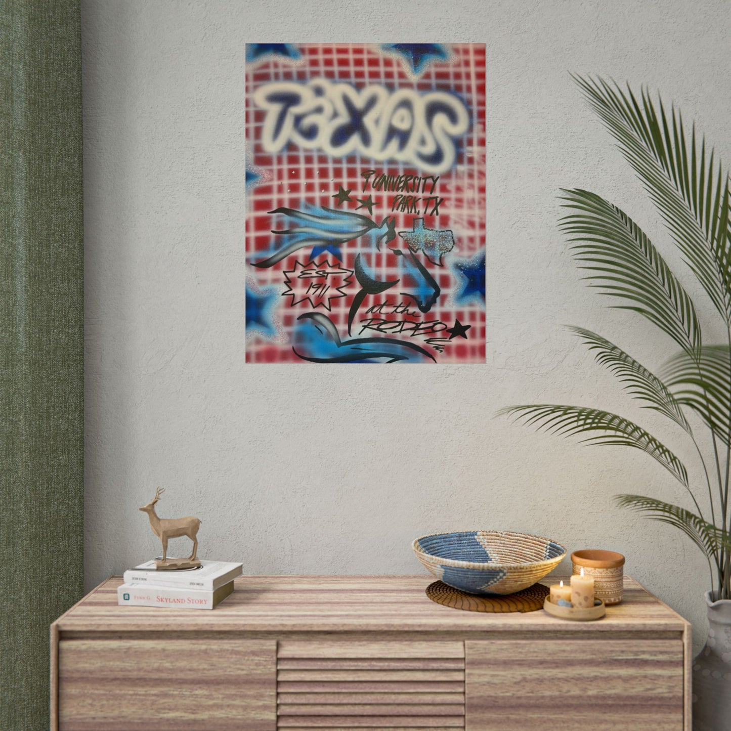 "texas" airbrush rolled print