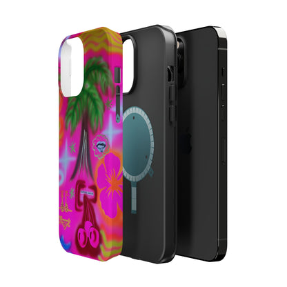 MagSafe "neon pink palms" Airbrush iPhone-Hülle