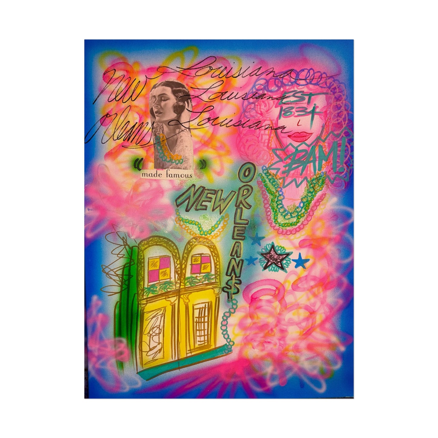 "new orleans, la" airbrush rolled print