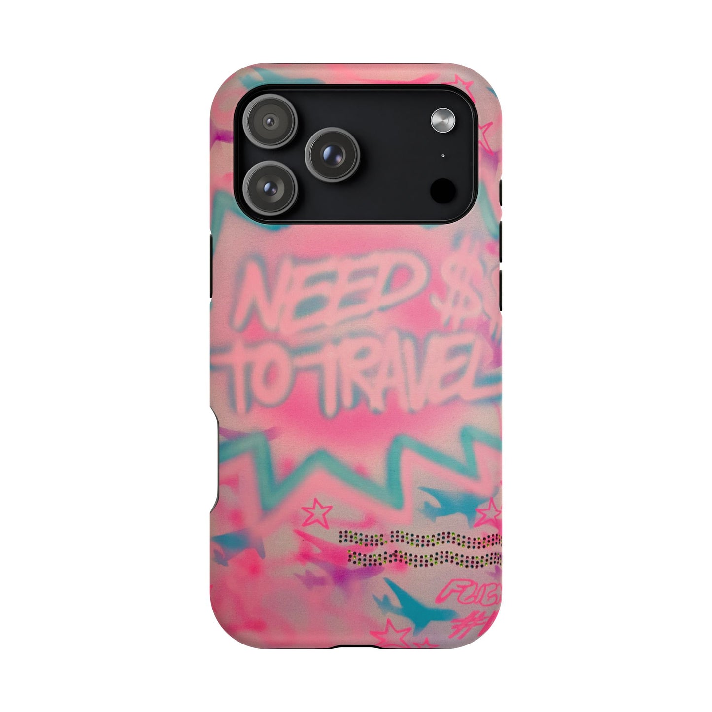 MagSafe "need $$ to travel" airbrush iPhone case