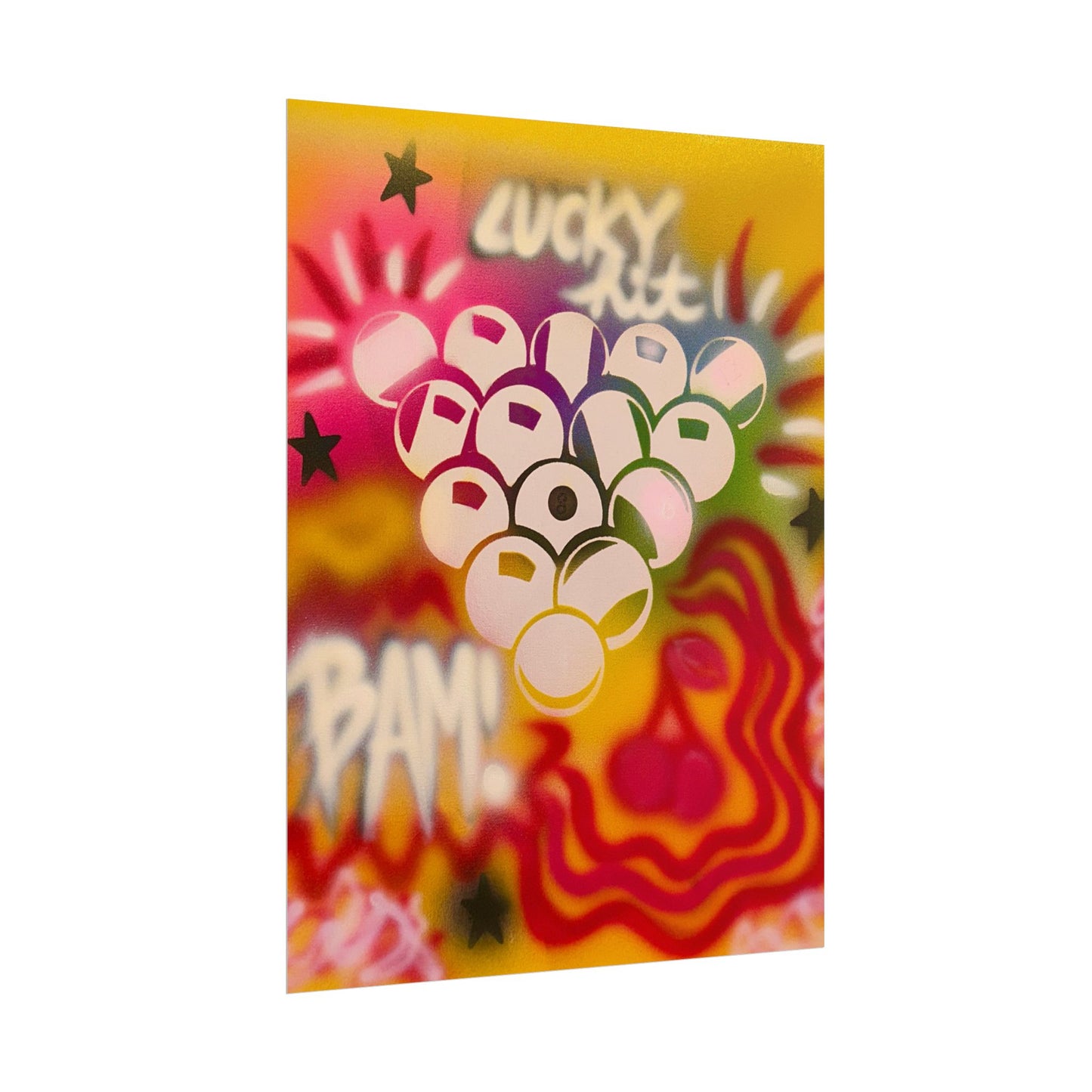 "bright billiards" airbrush rolled print