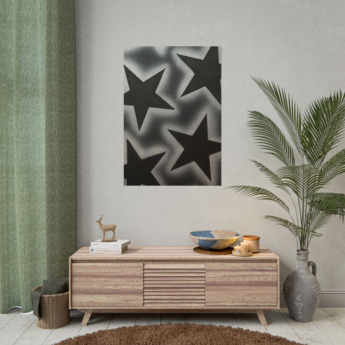 "chrome stars" airbrush rolled print