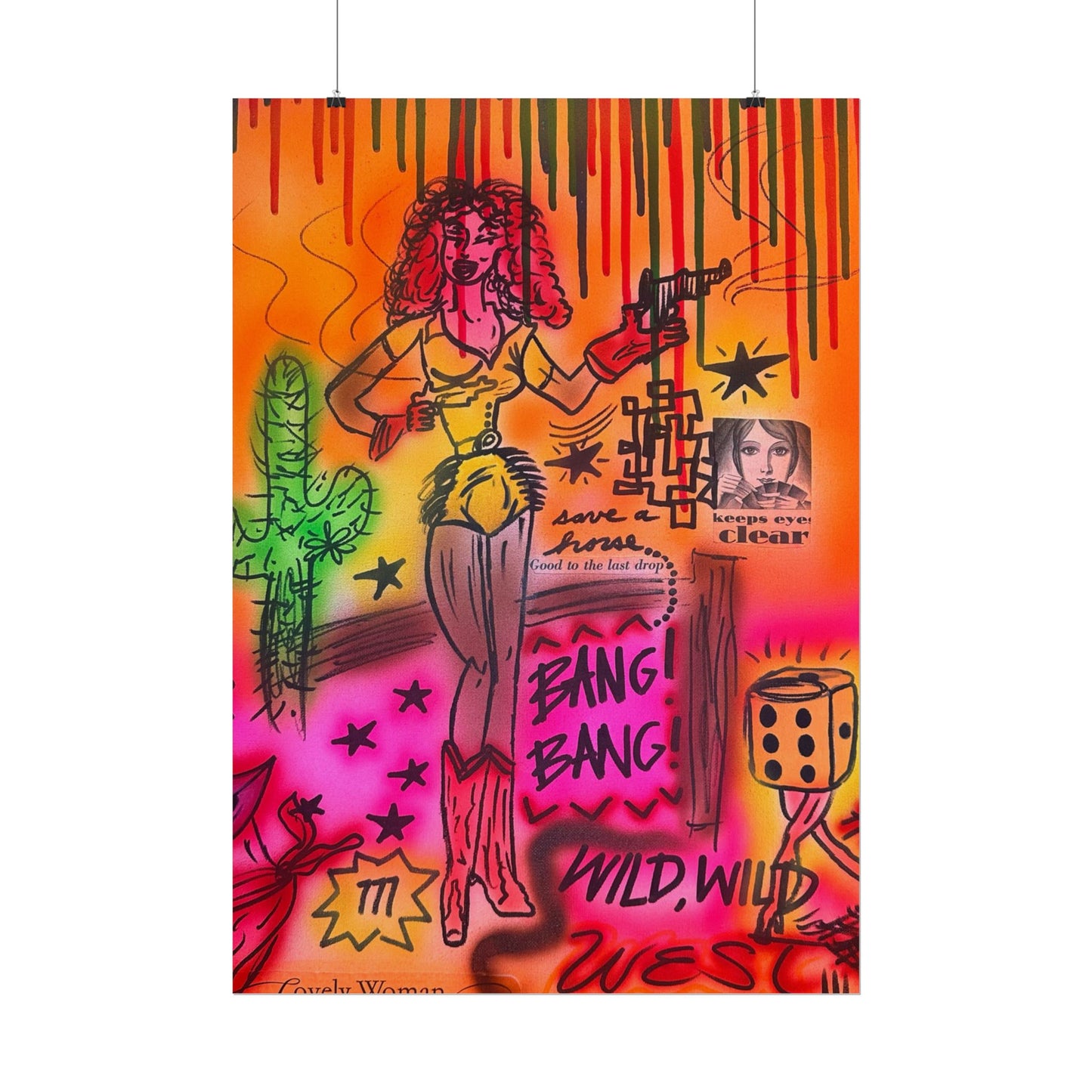 "wild, wild west" airbrush rolled print