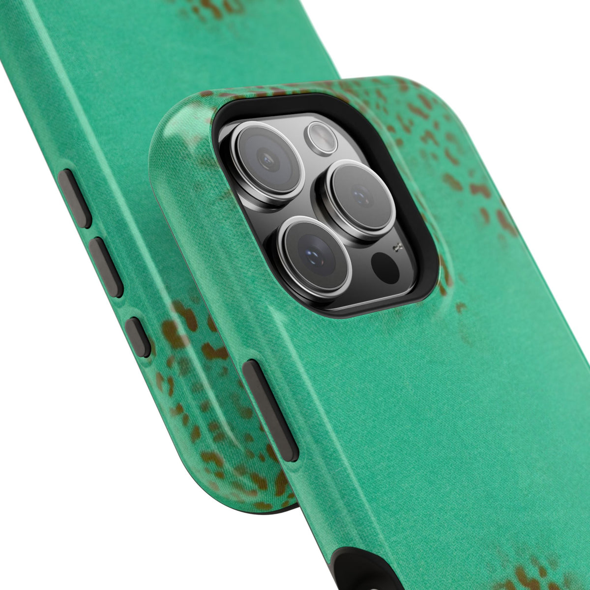 MagSafe "teal cheetah" airbrush iPhone case