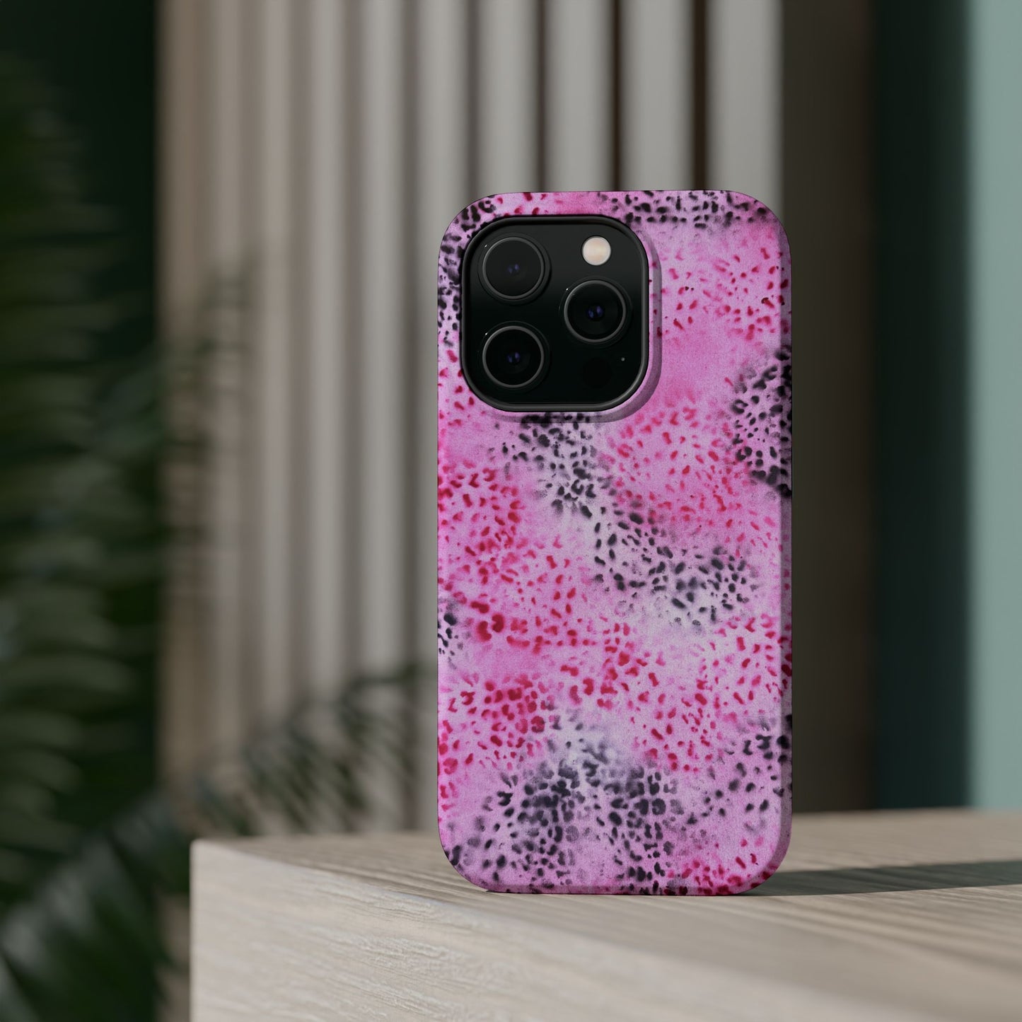 MagSafe "pink cheetah" airbrush iPhone case