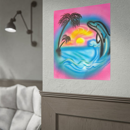 "dolphin love" airbrush rolled print