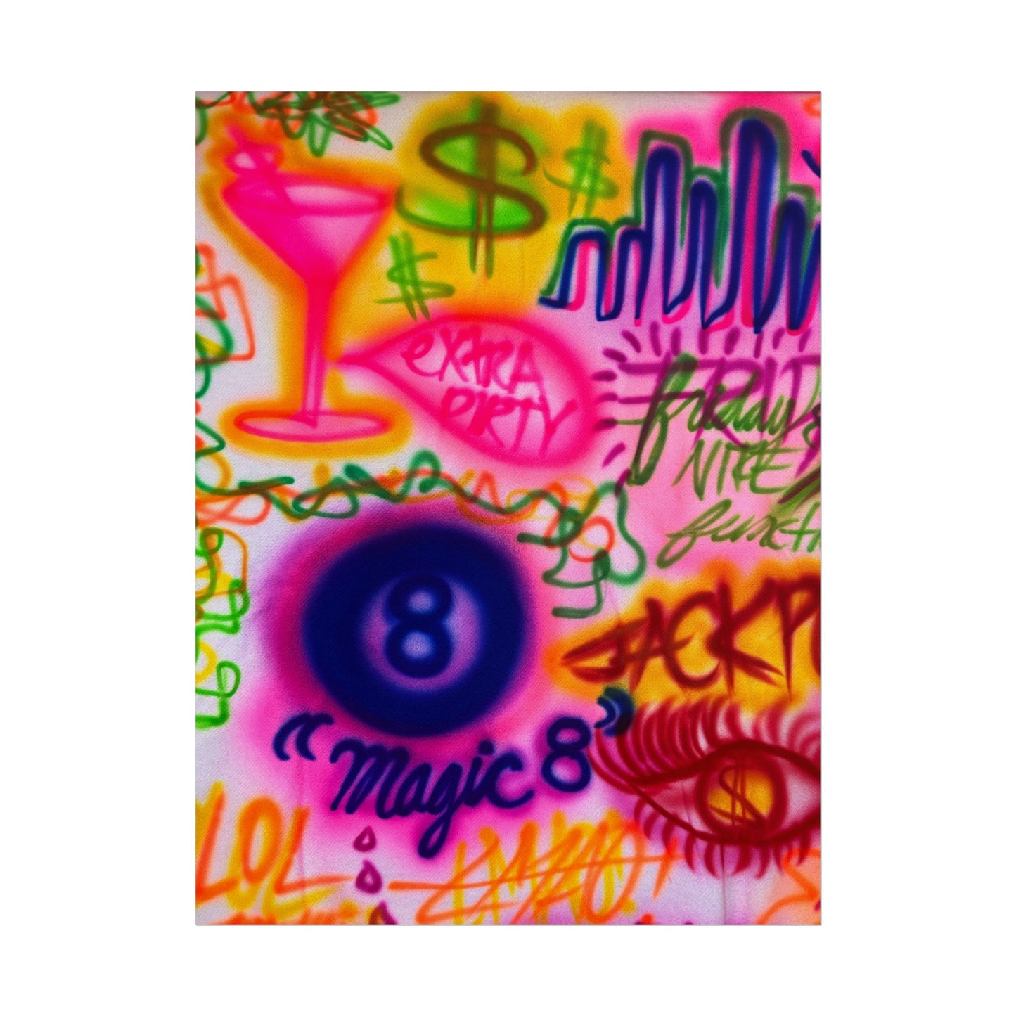 "colorful chaos" airbrush rolled print