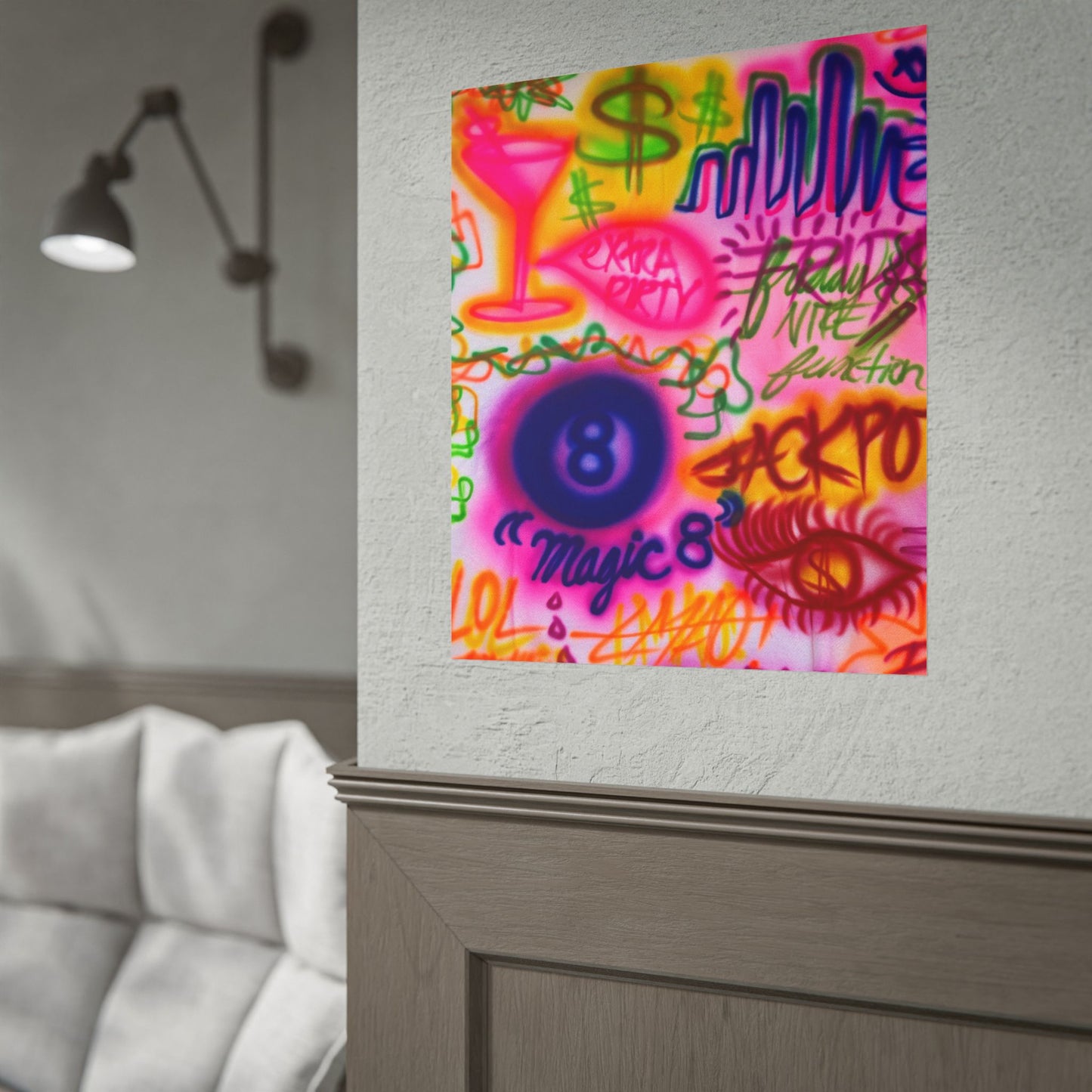 "colorful chaos" airbrush rolled print