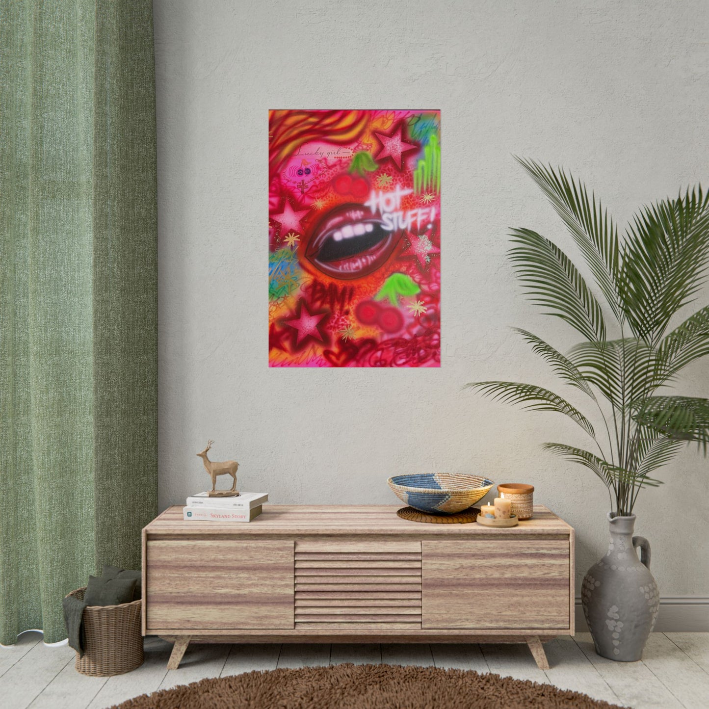 "hot stuff" airbrush rolled print