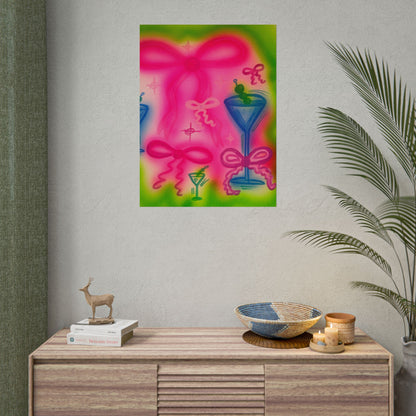 "bow martini" airbrush rolled print