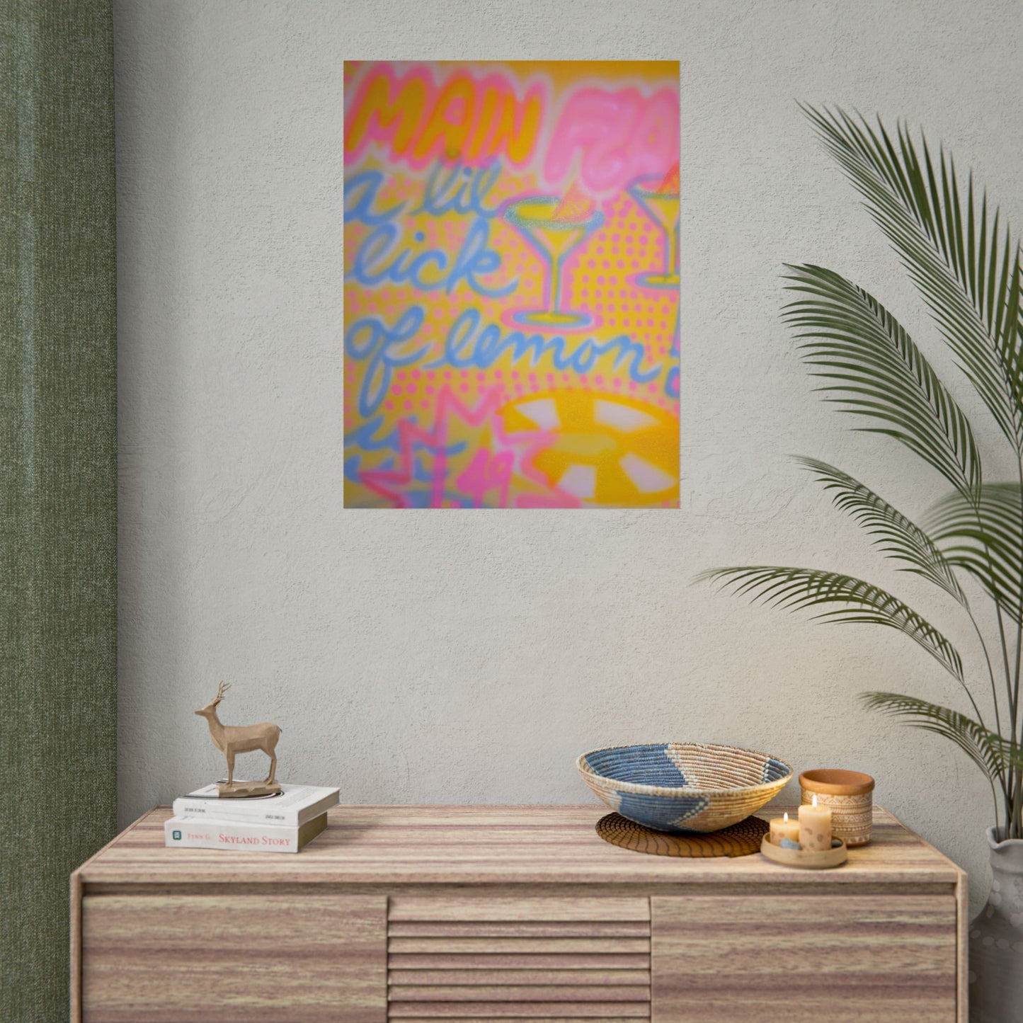 "lemontini" airbrush rolled print
