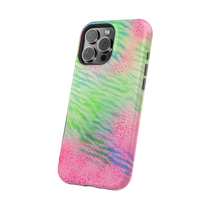 MagSafe "teal cheetah" airbrush iPhone case