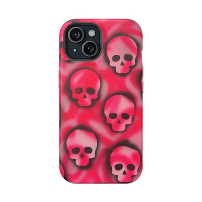 MagSafe "pink skully" airbrush iPhone case
