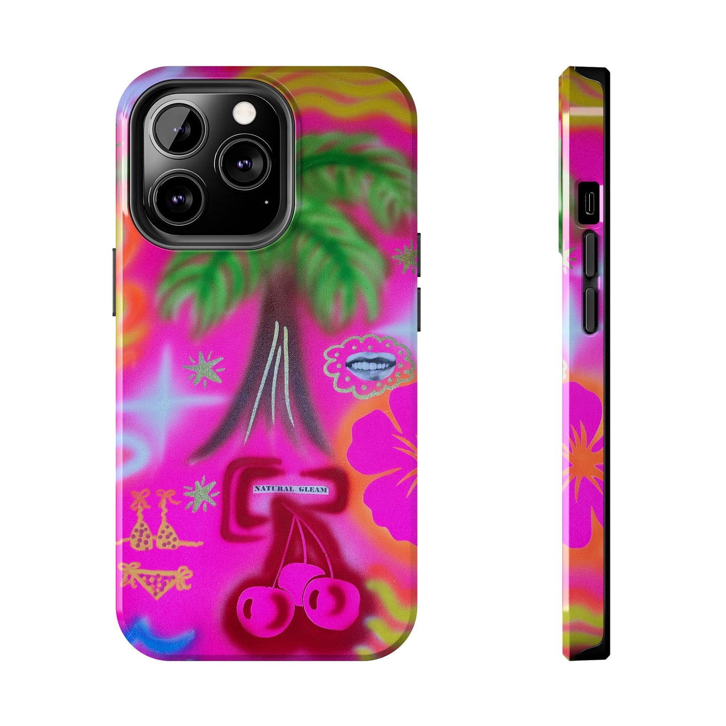 "neon pink palms" airbrush iPhone case