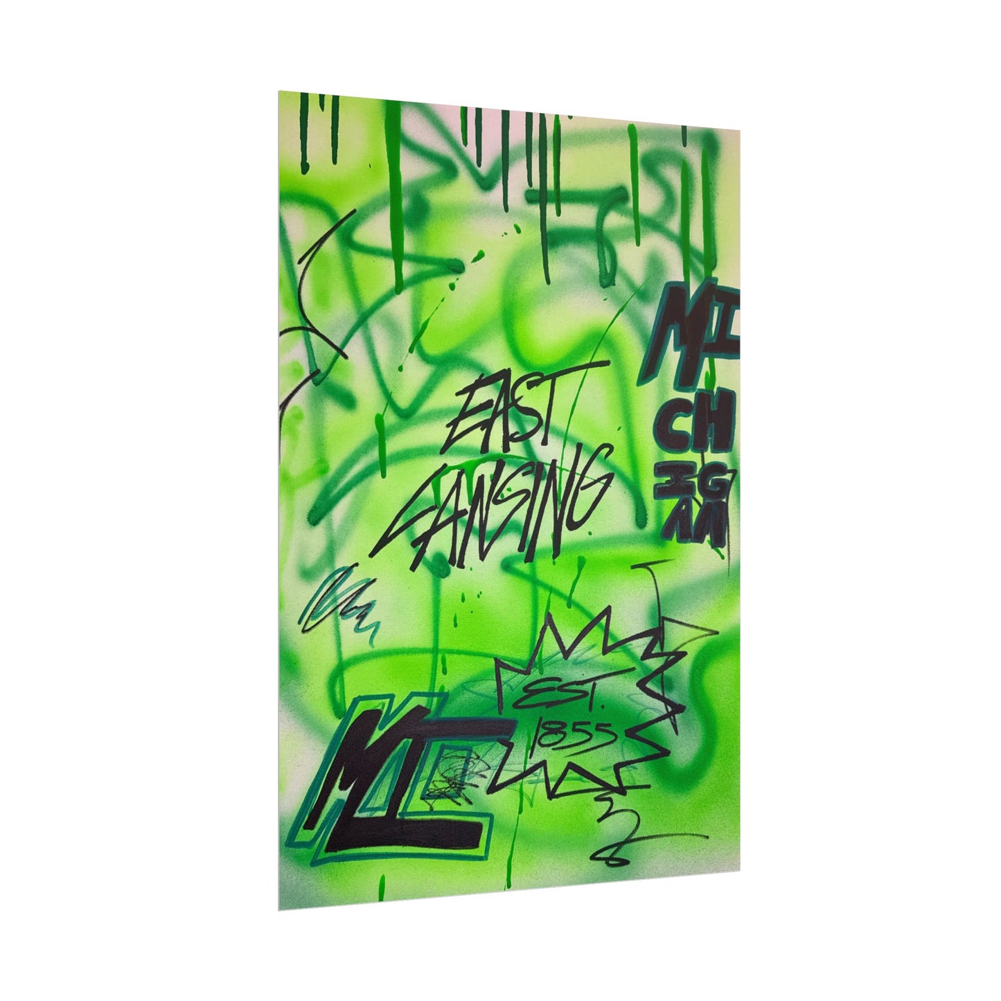 "east lansing, mi" airbrush rolled print