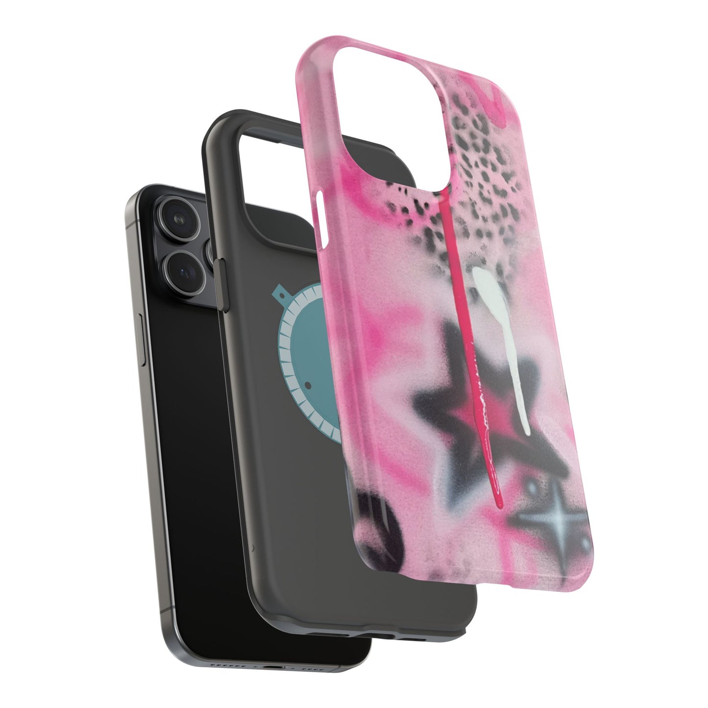MagSafe "pink cheetah" airbrush iPhone case