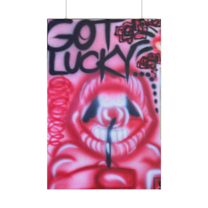 "be happy go lucky" airbrush rolled print