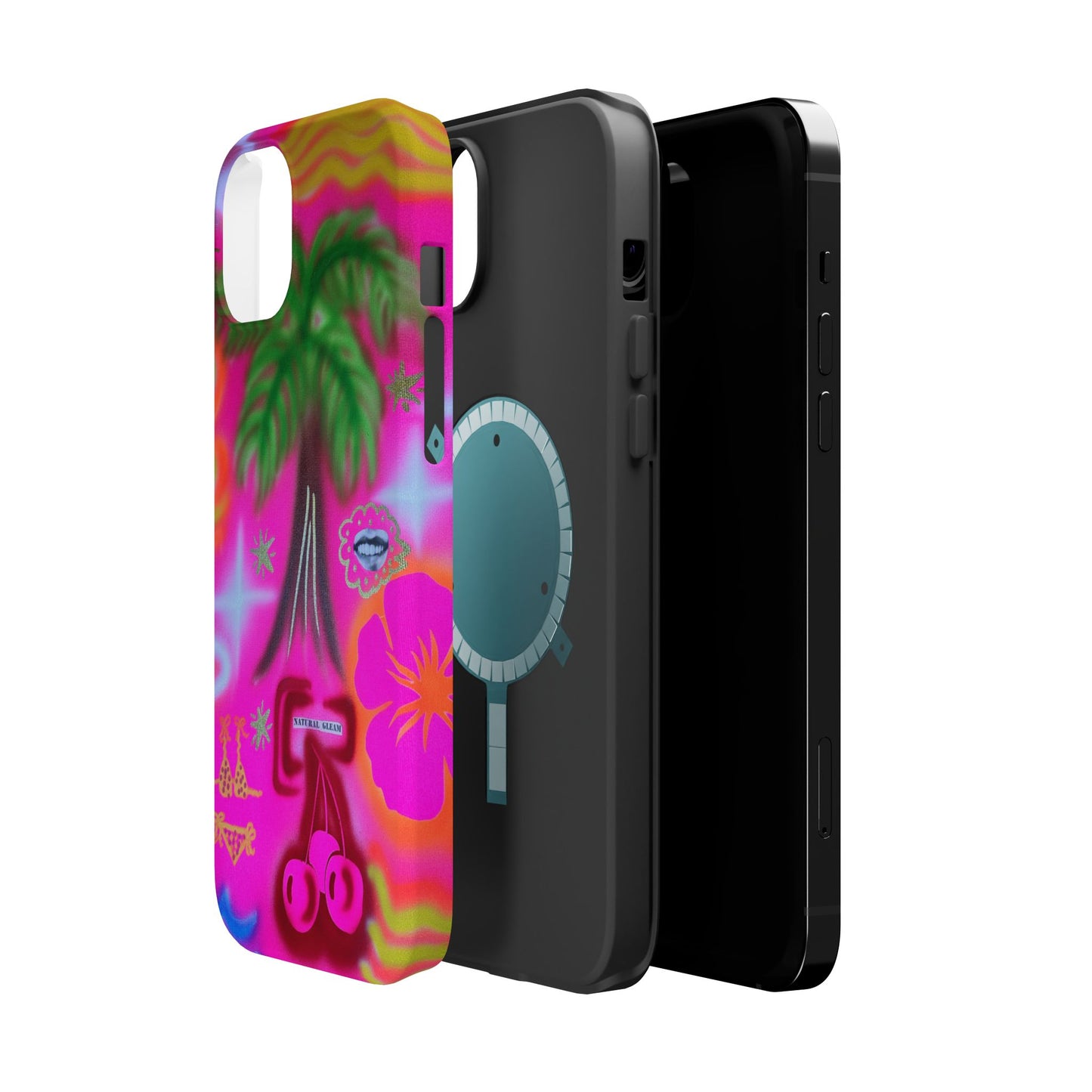MagSafe "neon pink palms" Airbrush iPhone-Hülle
