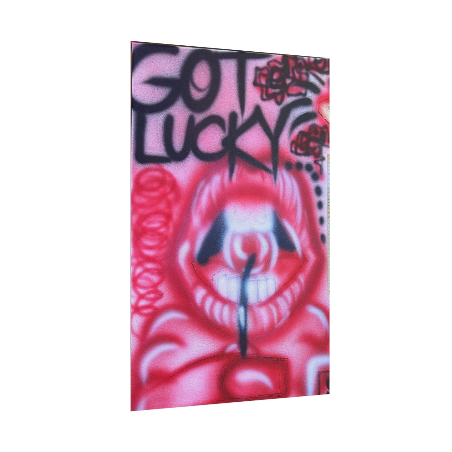 "be happy go lucky" airbrush rolled print