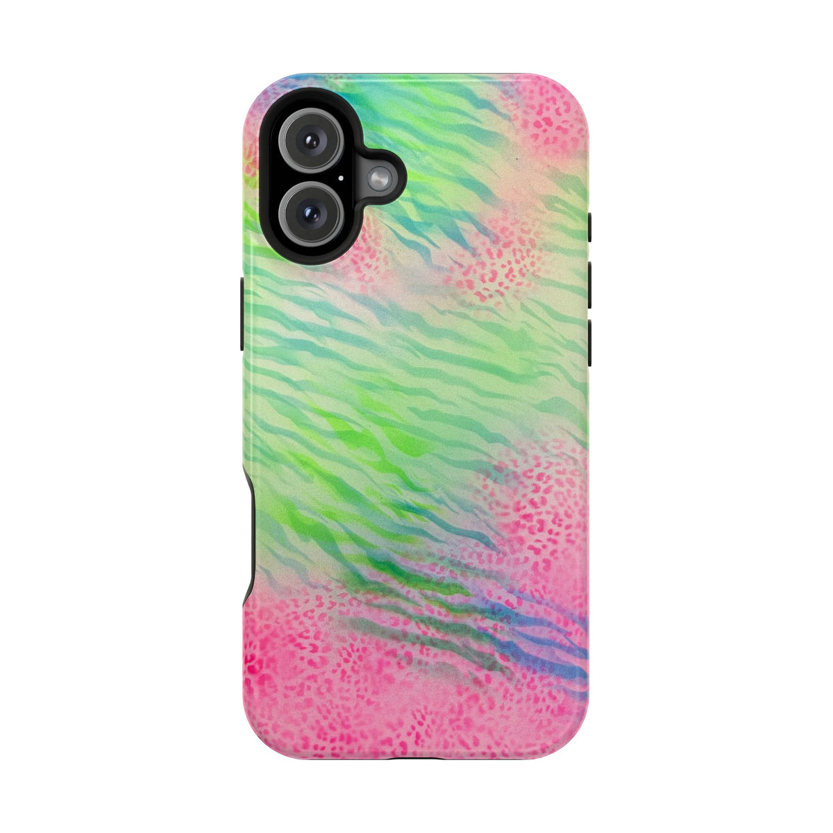 MagSafe "teal cheetah" airbrush iPhone case