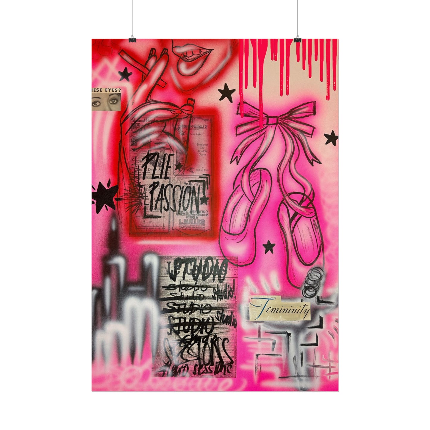 "plié passion" airbrush rolled print