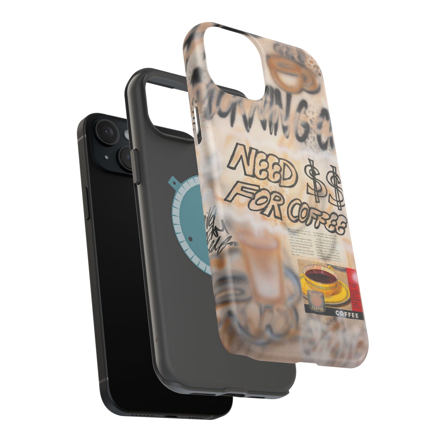 MagSafe "need $$ for coffee" airbrush iPhone case