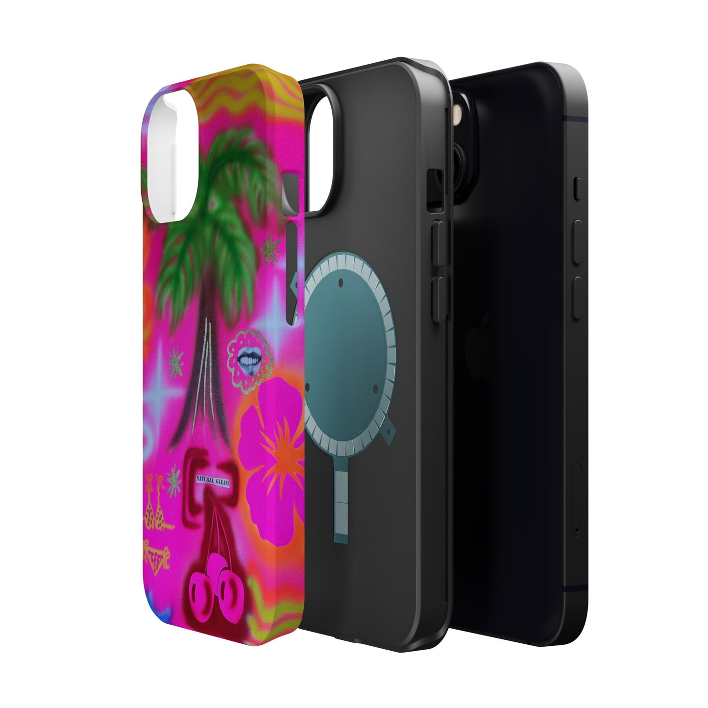MagSafe "neon pink palms" Airbrush iPhone-Hülle