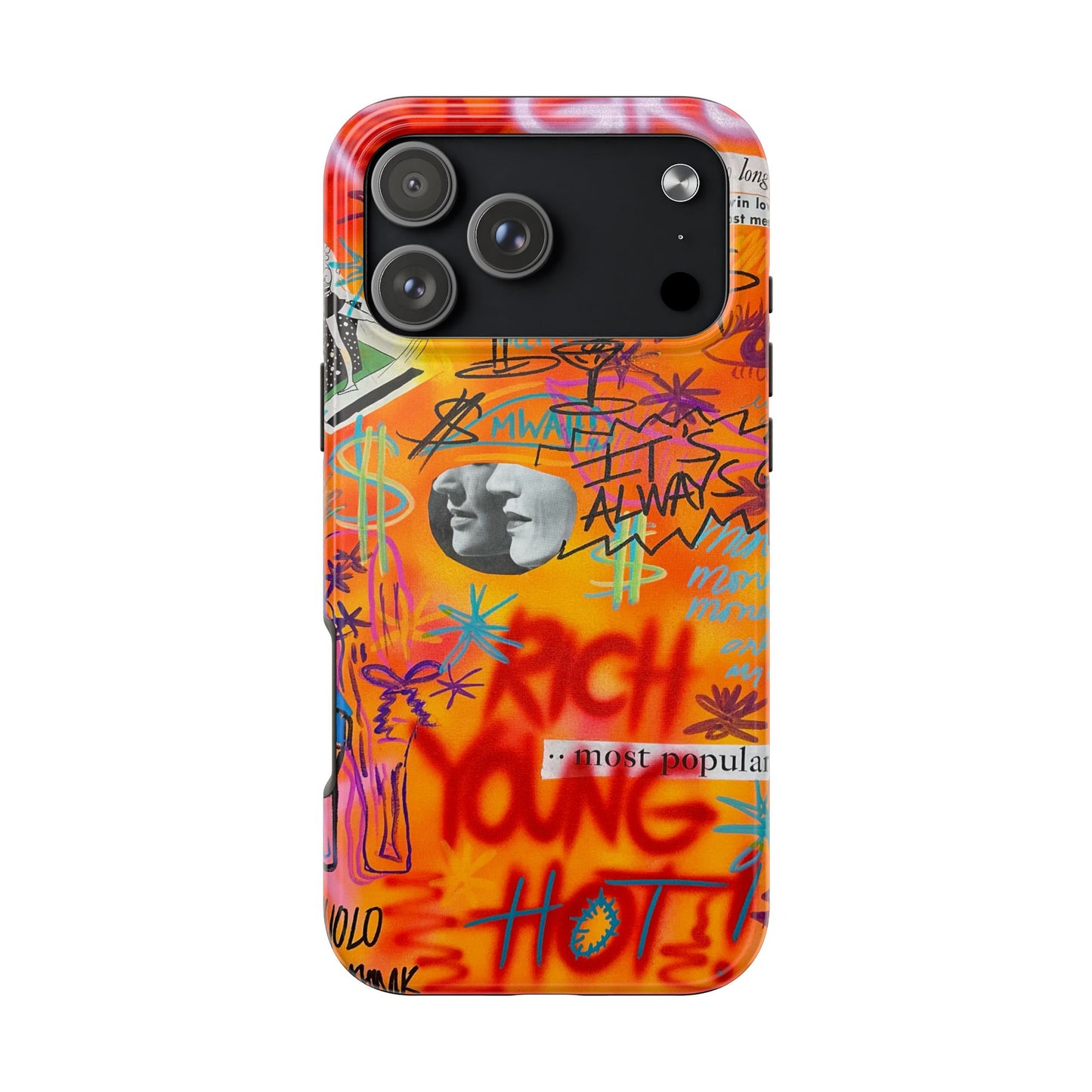 "young, rich, hot!" airbrush iPhone case
