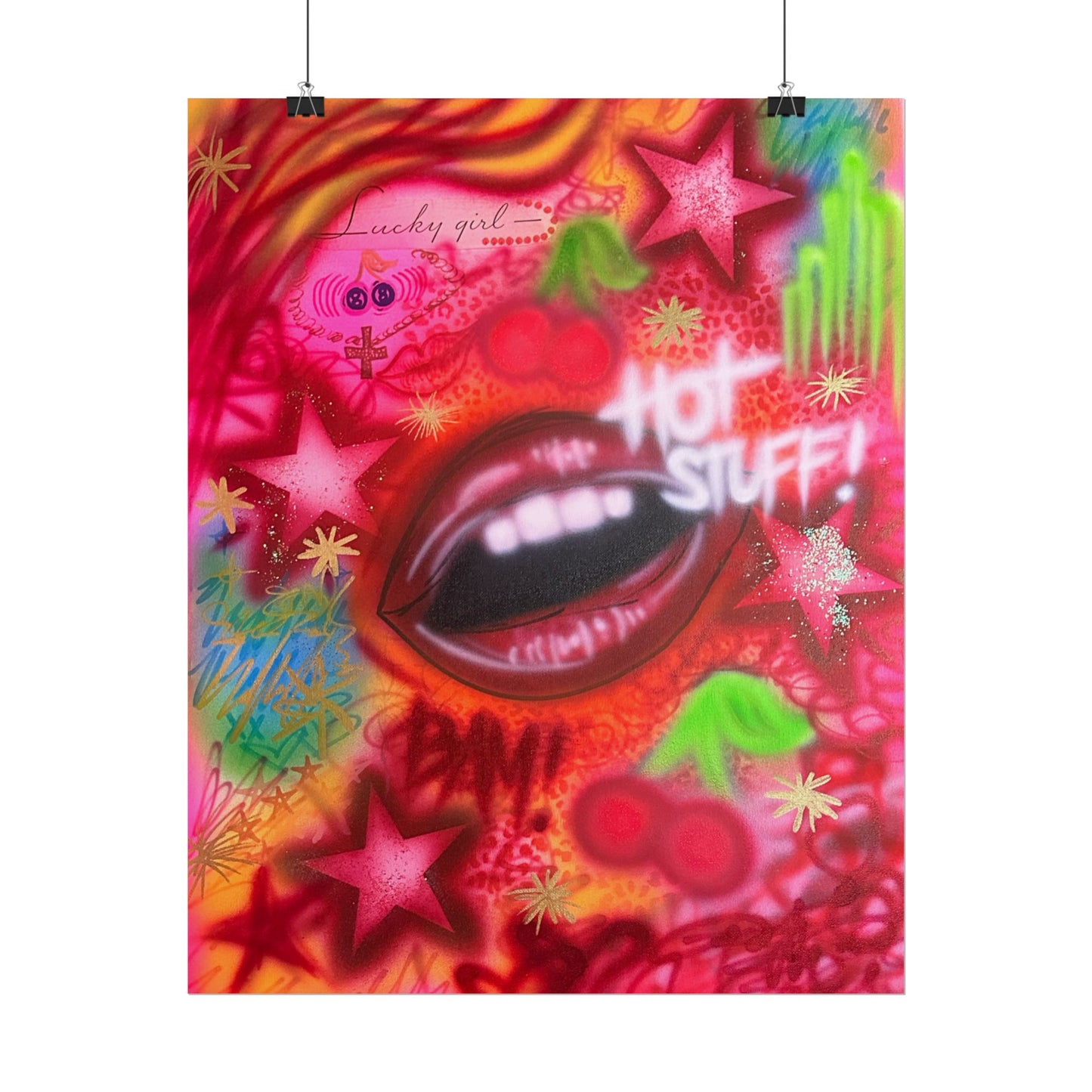 "hot stuff" airbrush rolled print