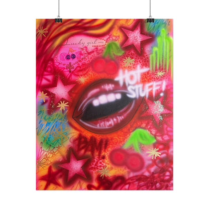 "hot stuff" airbrush rolled print