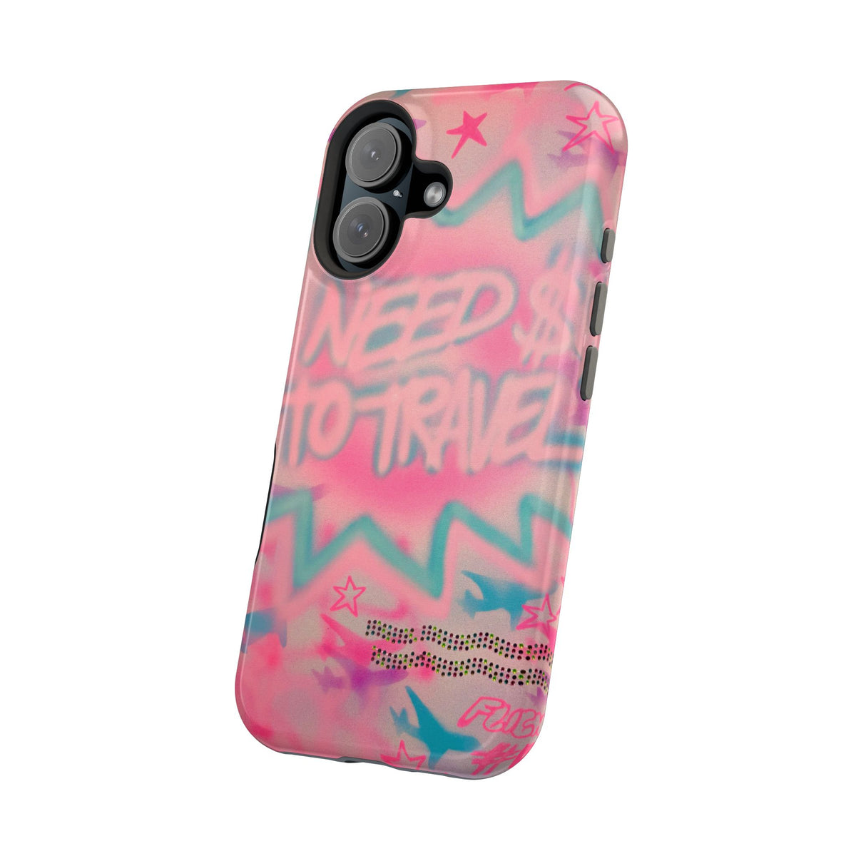 MagSafe "need $$ to travel" airbrush iPhone case