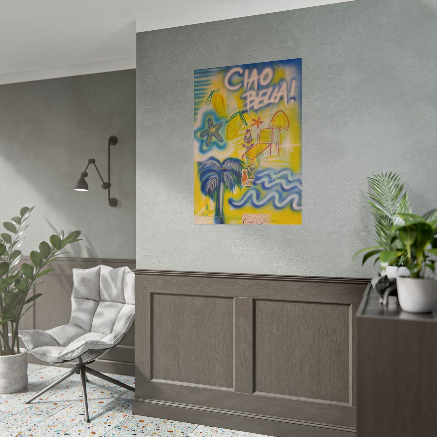 "ciao bella" airbrush rolled print