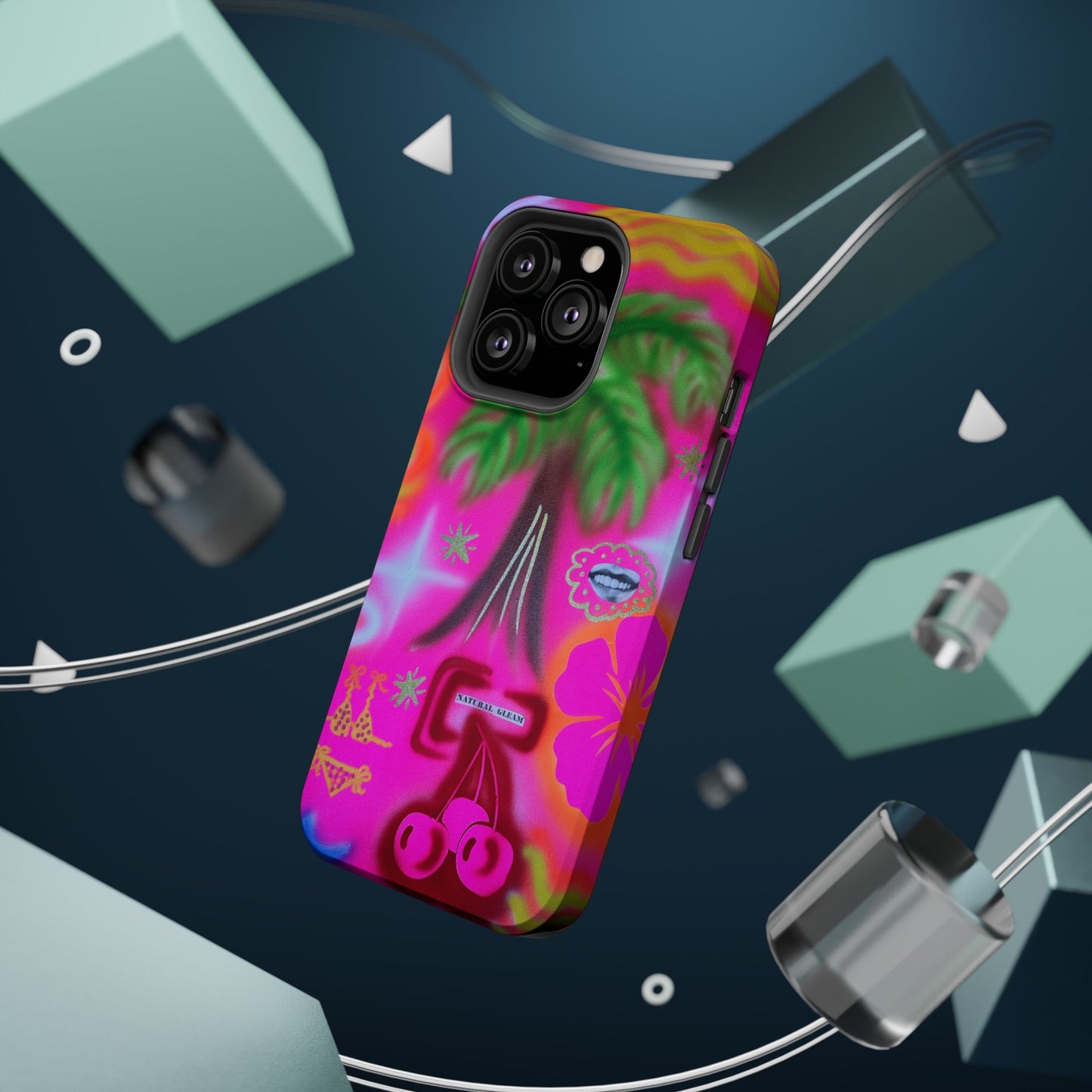 MagSafe "neon pink palms" Airbrush iPhone-Hülle