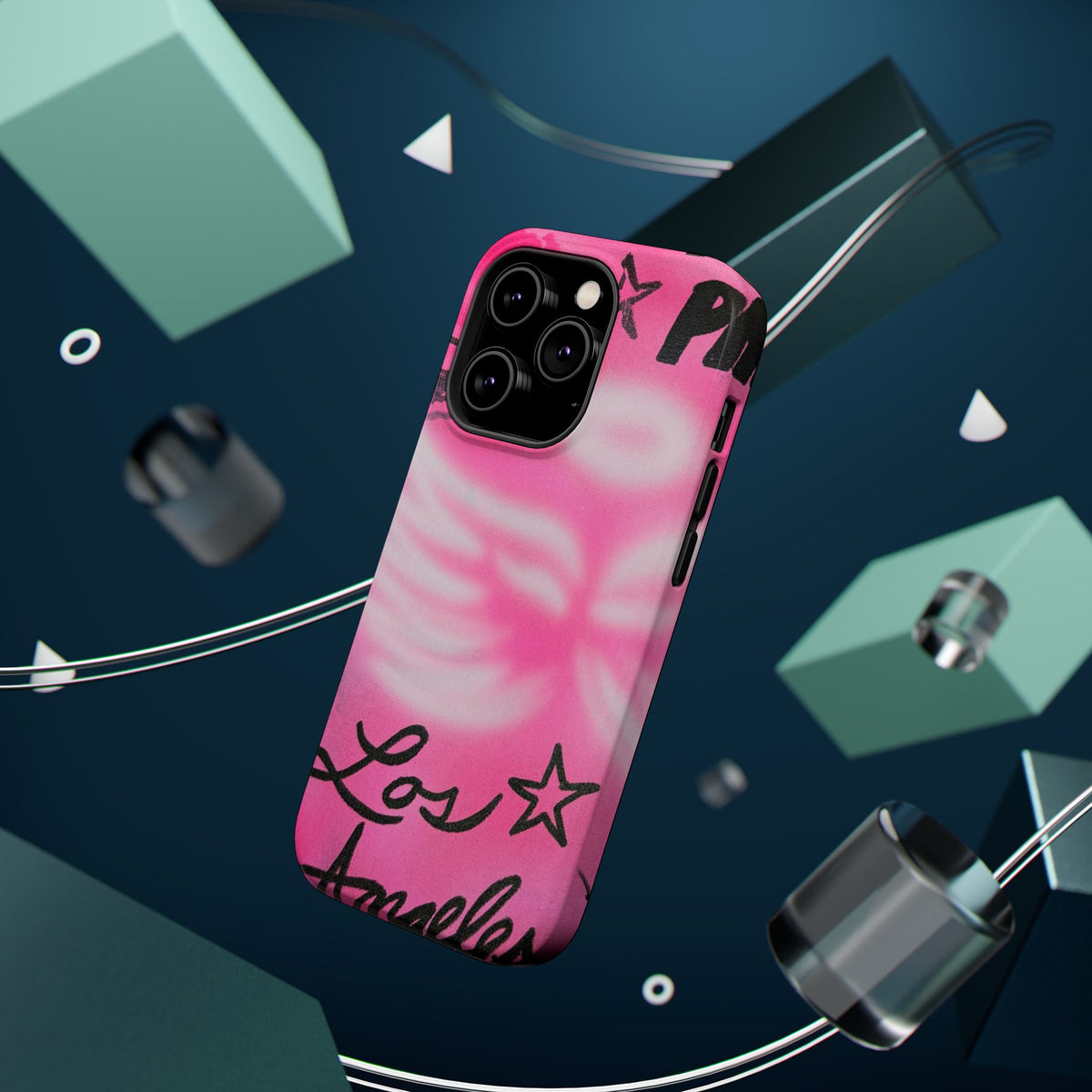 MagSafe "pinke Engelsflügel" Airbrush iPhone Hülle