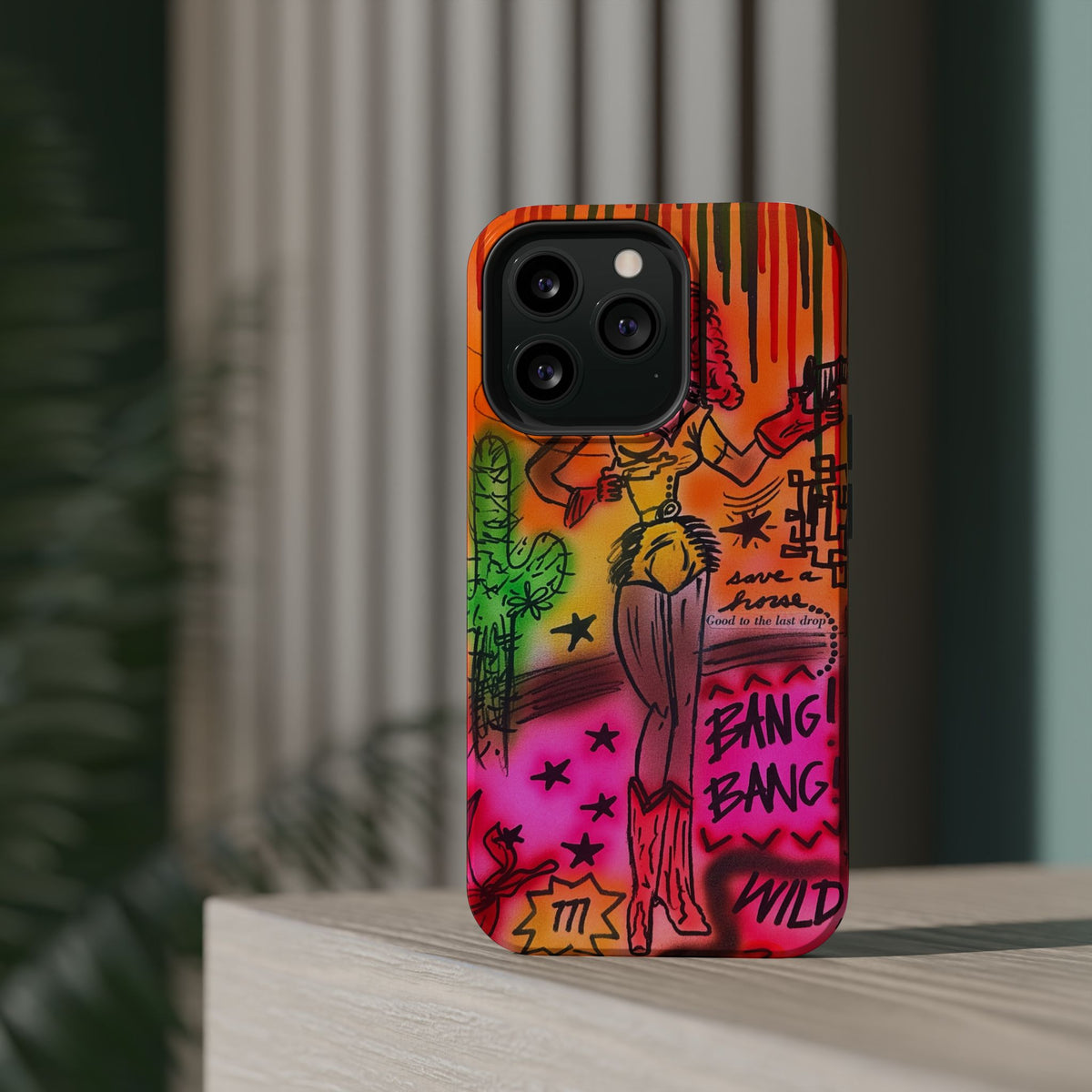 MagSafe "wild, wild west" airbrush iPhone case