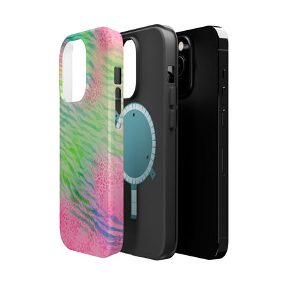 MagSafe "teal cheetah" airbrush iPhone case