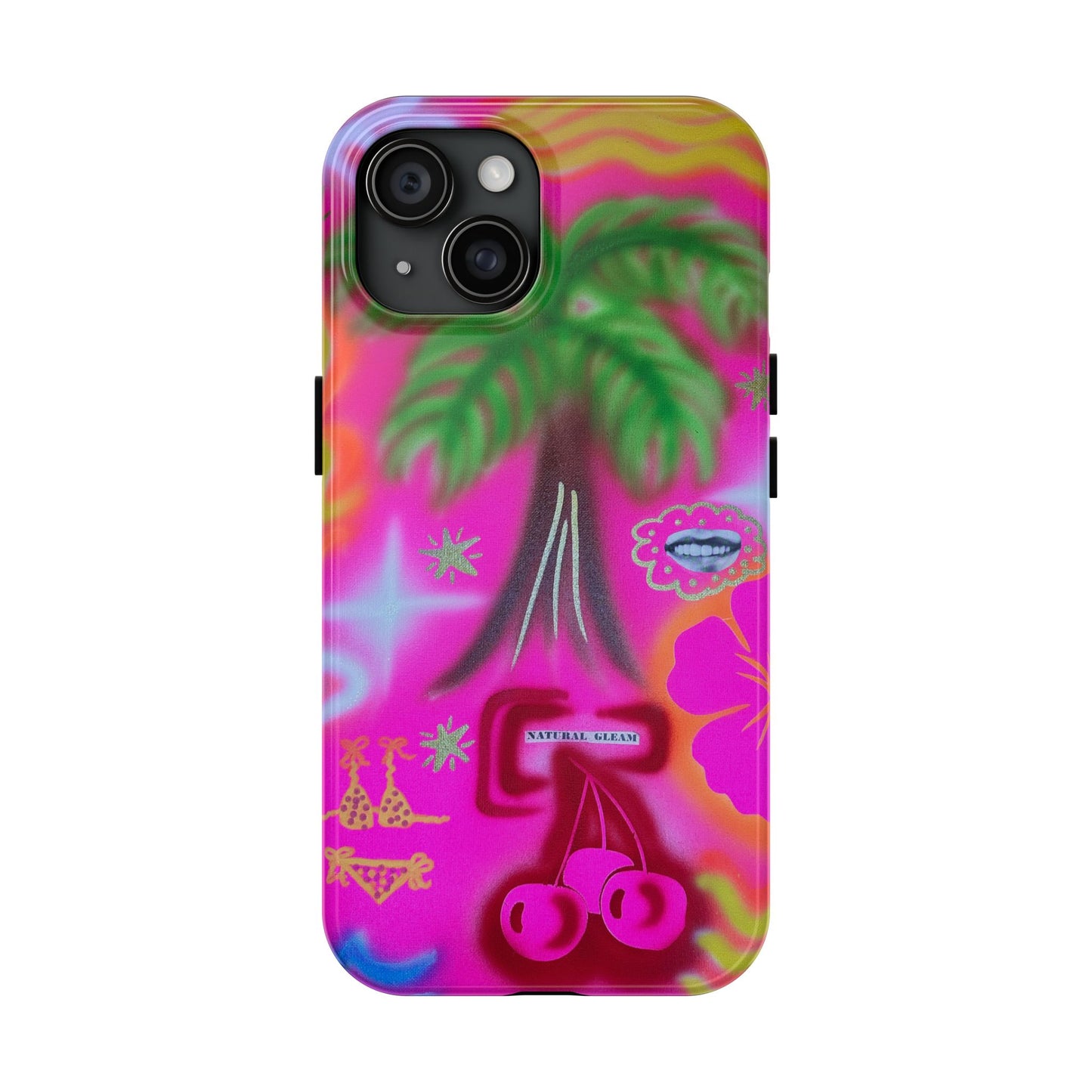 "neon pink palms" airbrush iPhone case